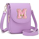 Viverte Crossbody Purse for Teen Girls Small Initial Cell Phone Toddler Purse Leather Triple Compartment Crossbody Bags