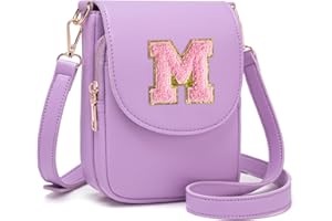 Viverte Crossbody Purse for Teen Girls Small Initial Cell Phone Toddler Purse Leather Triple Compartment Crossbody Bags