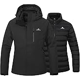 Pioneer Camp Women's 3 in 1Waterproof Ski Snow jacket Windbreaker Insulated Puffer Liner Jackets Winter Raincoat Outdoor