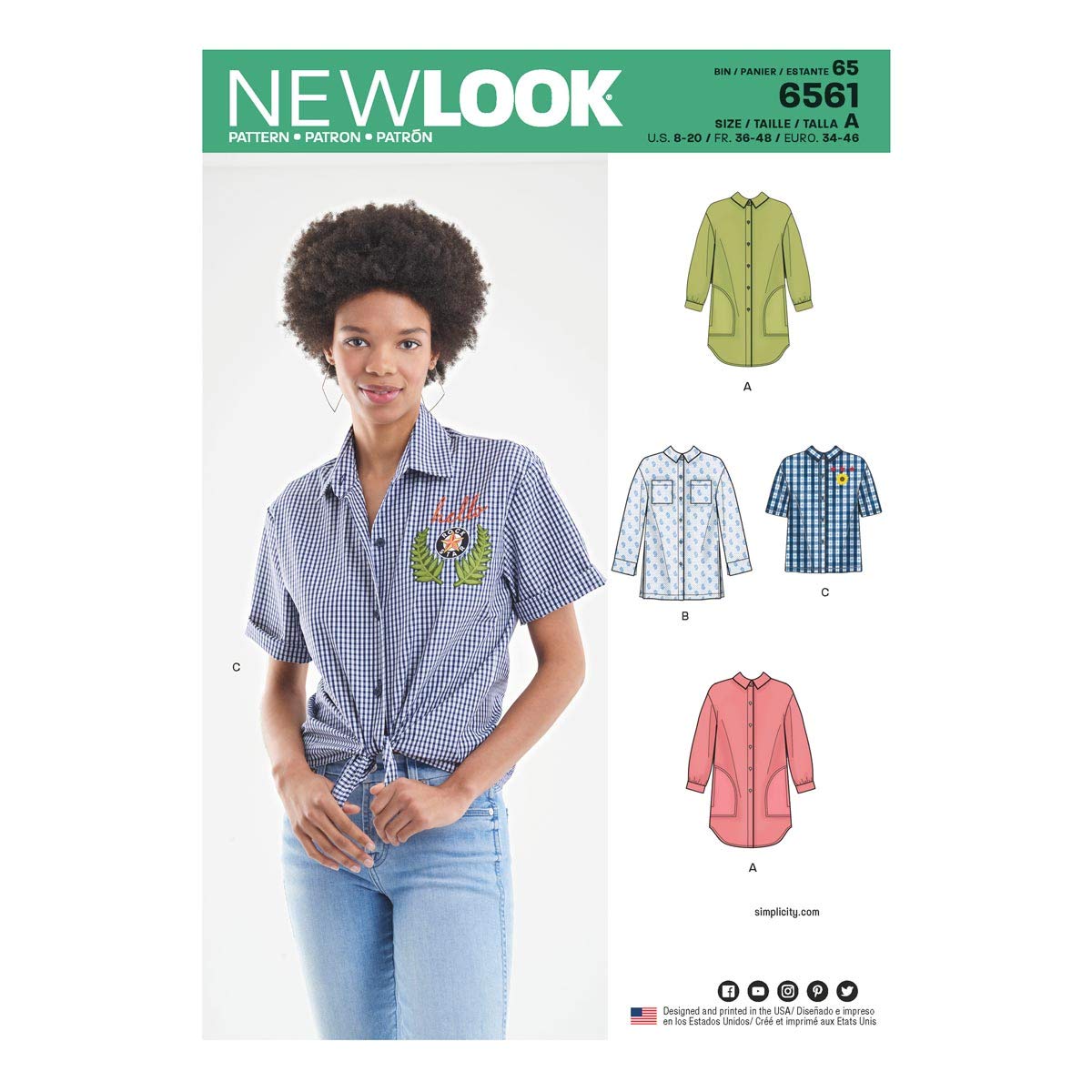 New Look Pattern 6561 Women's Shirts in Three Lengths, White