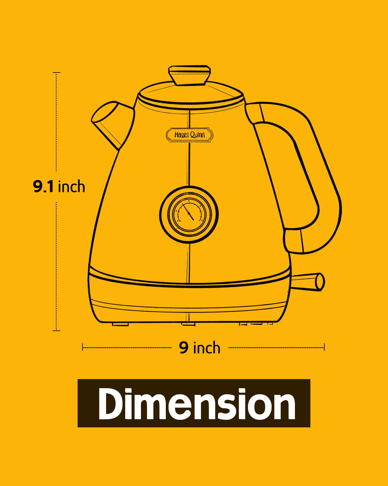 Hazel Quinn Hervidor eléctrico retro - Tetera de 1,7 litros / 57,5 ​​onzas con termómetro, totalmente de acero inoxidable, ebullición rápida 1200 W, sin BPA, inalámbrico, base giratoria, apagado automático - Rojo rubí