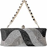 DKQXEIM Women Trendy Long Form Rhinestone Bag Bride Glitter Crystal Evening Clutch Crossbody Purse for Cocktail Party