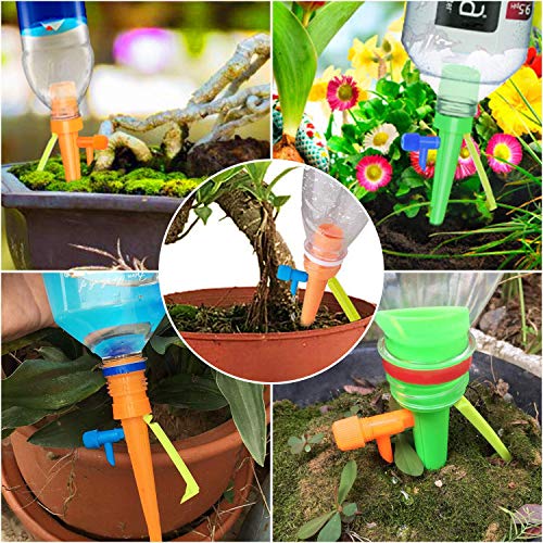 YOUknow Plant Waterer, 12 pcs Self Watering Spike Slow Release Vacation Plants Watering System, Automatic Watering Devices with Control Valve Switch for Outdoor Indoor Plants Tree