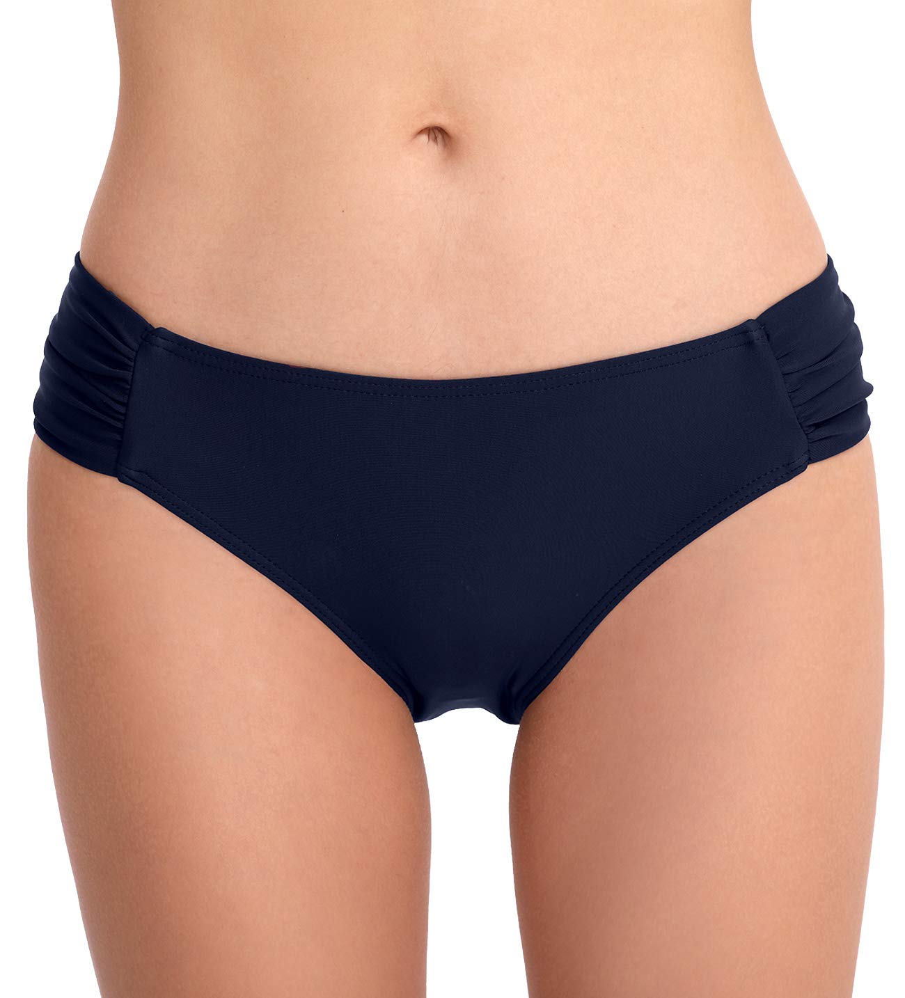 Photo 1 of Vogueric Women's Bikini Bottoms Side Shirred Hipster Swimsuit Bottom Low Waisted Bathing Suit Bottoms Dark Navy X-Large