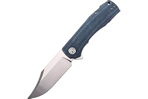 Petrified fish PFP03 Victor,3.58" K110 Satin Blade,140g Micarta Handel Flipper Liner lock Folding knife (Blue Satin)