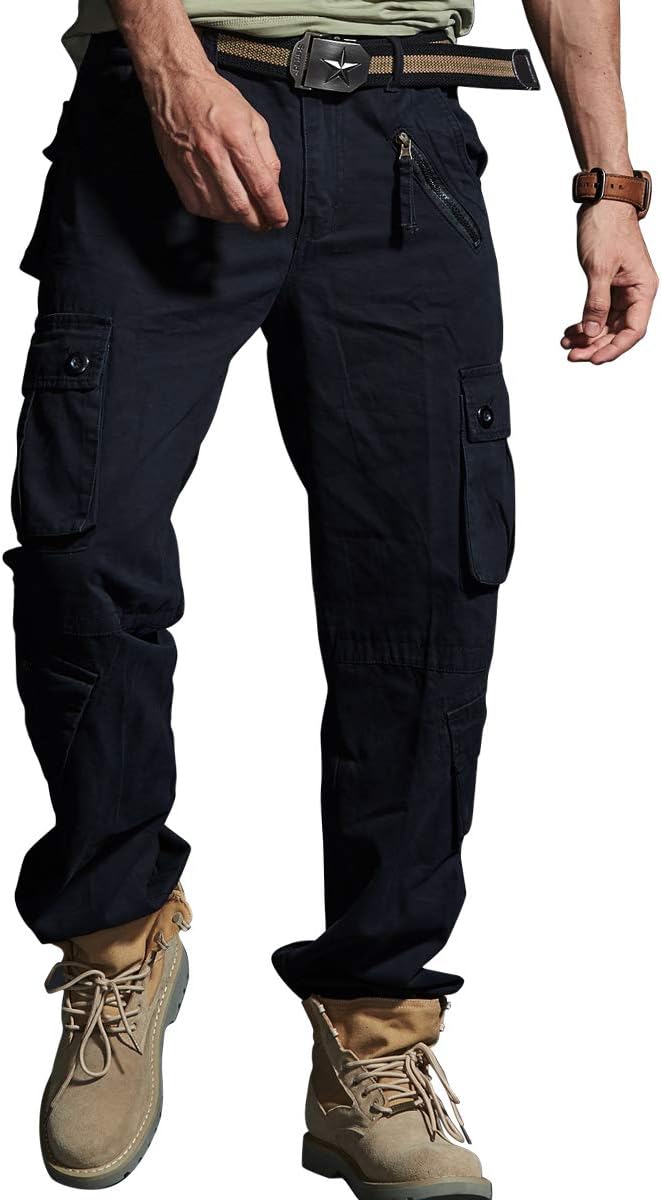 Tactical Pants for Men Combat Cargo Trousers Army Military Multi Pocket Work Outdoors Black