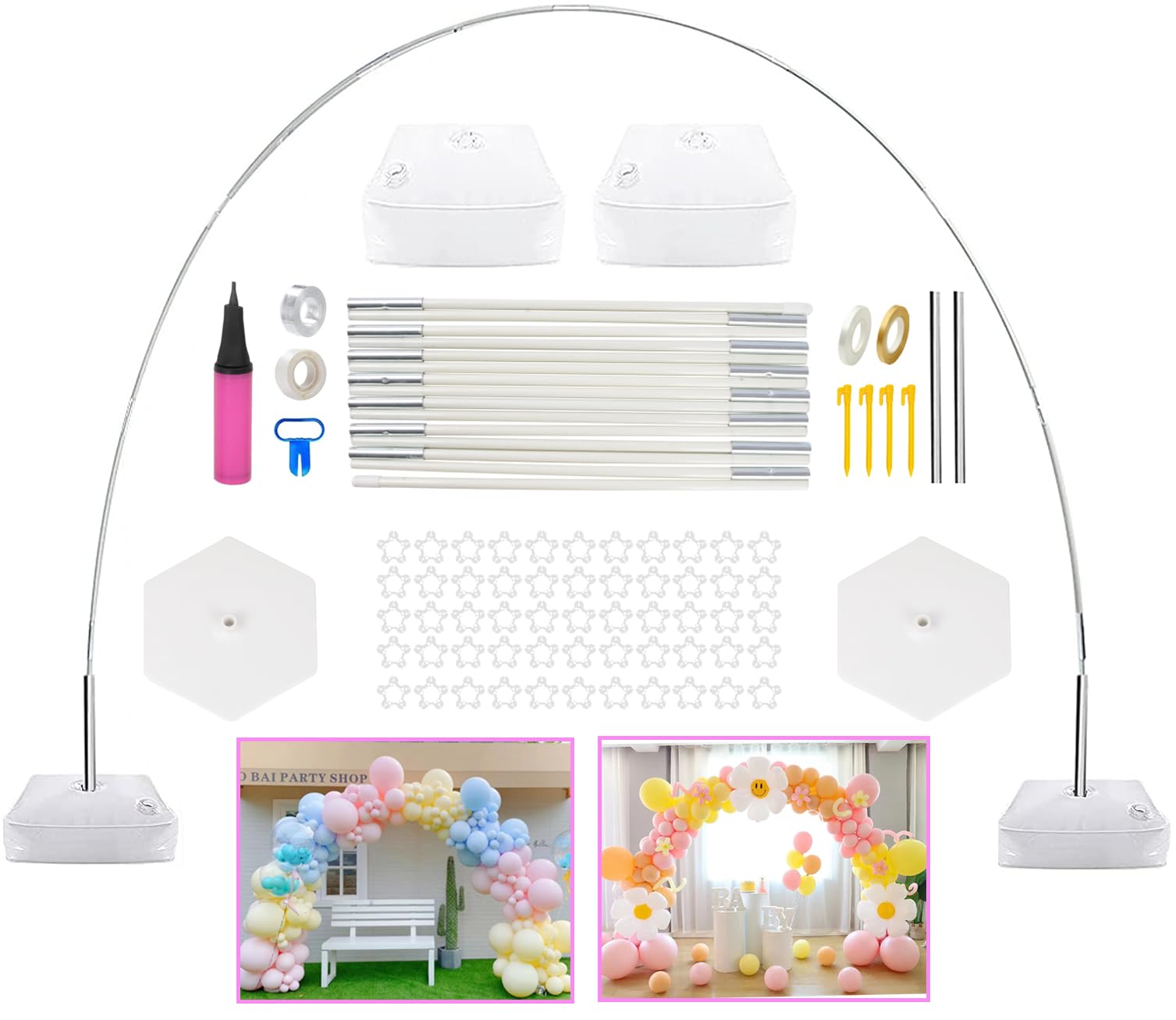 CZCPARY Balloon Arch Stand Kit, 3m&2.2m Adjustable Balloon Arch ，for Wedding Baby Shower Birthday Party Balloon Decorations