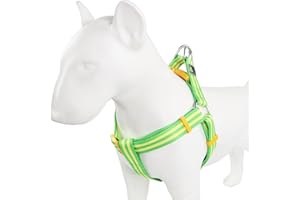 Tiffpaws Dog Halter Harness, Striped Polyester No Pull Dog Harnesses, Adjustable Light and Easy to Carry, Walk and Training, Escape-Proof Dog Straps (Yellow, L)