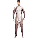 Animal Full Bodysuit for Men Muscle Spandex Jumpsuit Furry Costume with Big Tail for Adult Cosplay Halloween Party