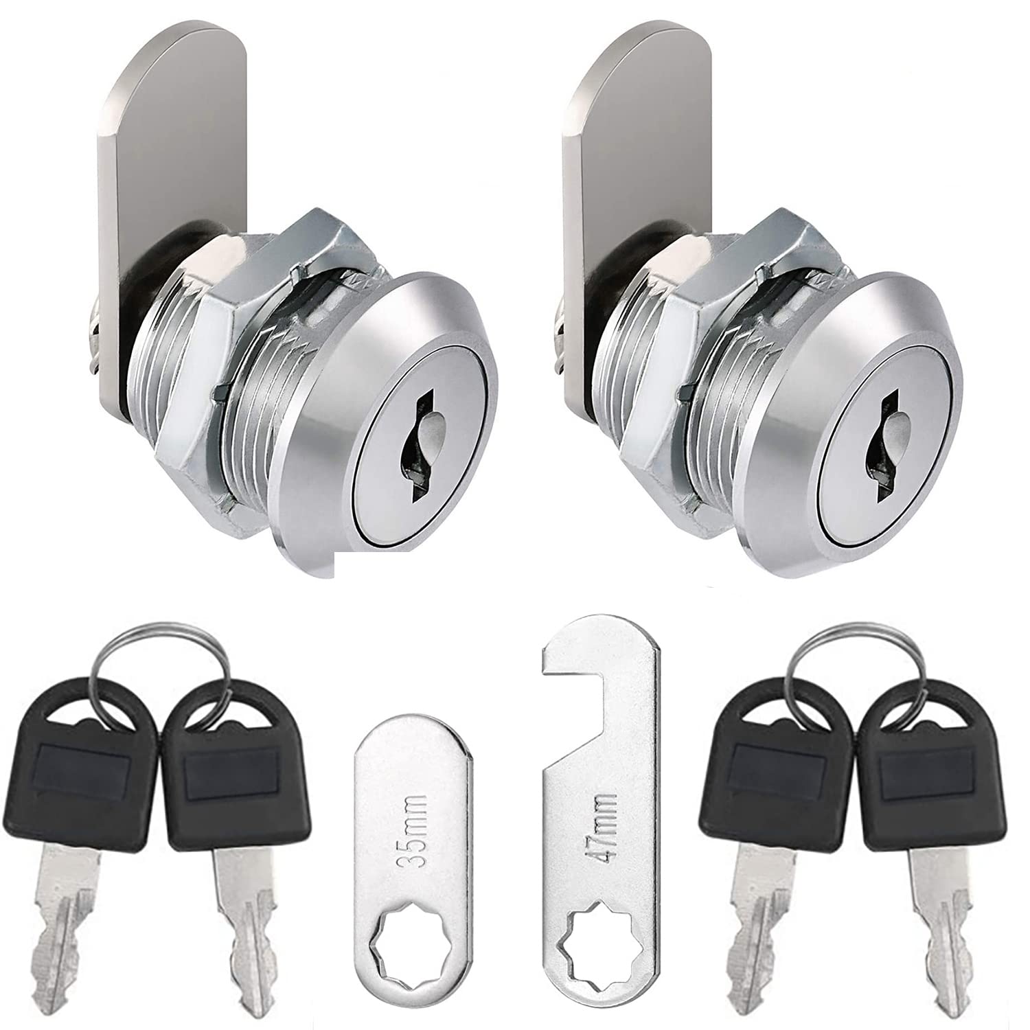 Litensh 2PCS 5/8 Inch Security Mailbox Lock, 16mm Letter Post Box Cabinet Drawer Cam Lock with Keys, Toolbox Door Cupboard Lock Lever Furniture Locks Locker — image 1