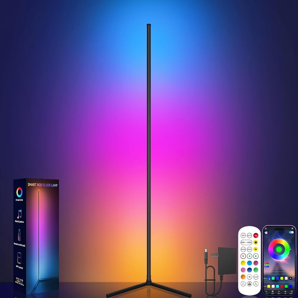 Tyute LED Floor Lamp RGB Corner Lamp with App Remote Music Sync 150cm