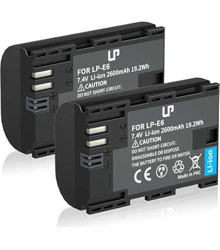 Dot.Foto LP-E6 Premium 7.4v / 1600mAh Batterie Rechargeable Pour Canon EOS R R5 5D Mark II 5D Mark III 5DS 5DS R 6D 6D Mark II 7D 7D Mark II 60D 60Da