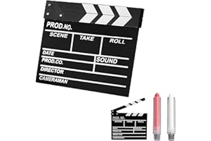REGODI Hollywood Directors Clapboard with Erasable Pen - 10.63x11.8 Inch Black Film Clapper Board for Movie Theater Props, Ph
