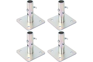 BGTLGIO Galvanized Scaffold Base Plates 5 in x 5 in x 1-3/8 in OD,Silver (4 Pack)