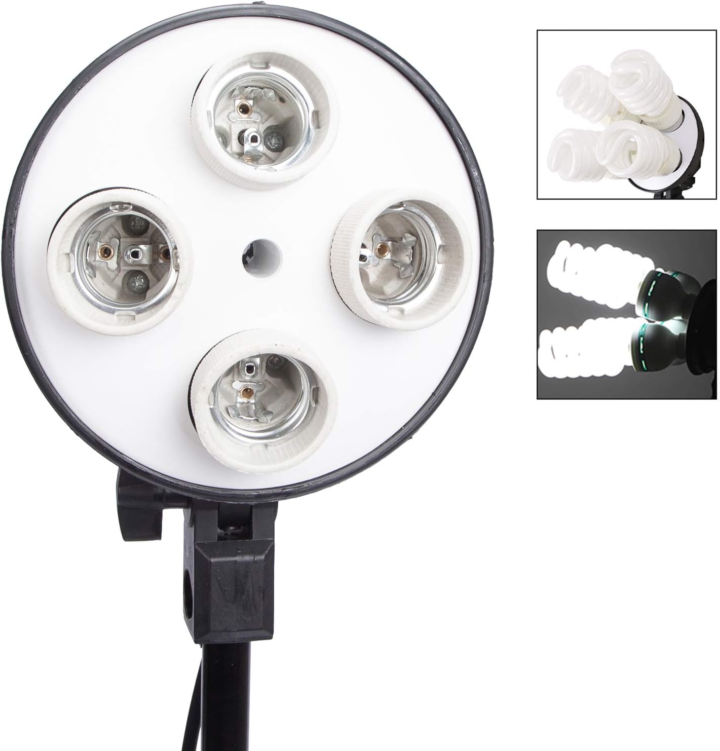 4-in-1 E27 Socket Adapter, Light Bulb Stand, Lamp Holder with Umbrella Reflector Holder, Photography Lamp Head for Photo Video Studio - Image 5