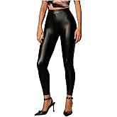 WDIRARA Women's PU Leather Leggings High Waisted Stretchy Skinny Pants