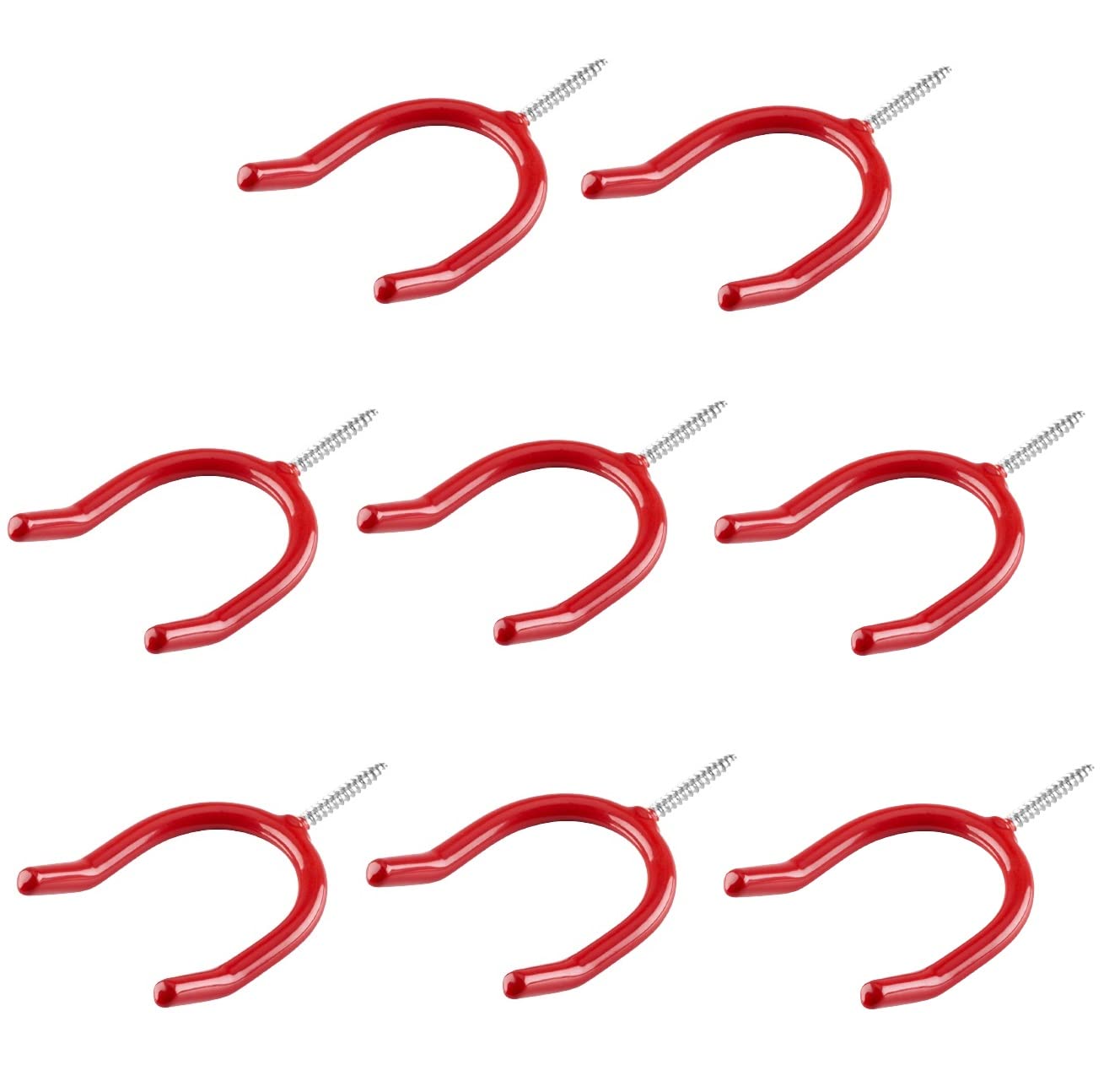 TERF® Tool Hook Screw-in Hooks Storage Shed Garage Utility Hook Multi-Purpose Hooks Set Heavy Duty Wall Mount Vinyl Coated Storage Household Hooks for Garden Garage Shed Tools - Pack of 8