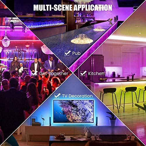 Led Strip Lights Bluetooth,16.4ft Color Changing Strip Lights 5050 SMD RGB LED Tape Light IP67 Waterproof for Party Bar Car Home Kid’Room DIY Decoration …