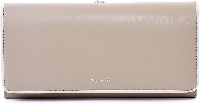 Amazon 名入れ可 アニエスベー Agnes B 財布 ウォレット ロングウォレット 二つ折り長財布 かぶせ がま口 名入れ 刻印 小銭入れ レザー 牛革 本革 Ew04b 03 ベージュ 名入れなし Agnes B アニエスベー 財布