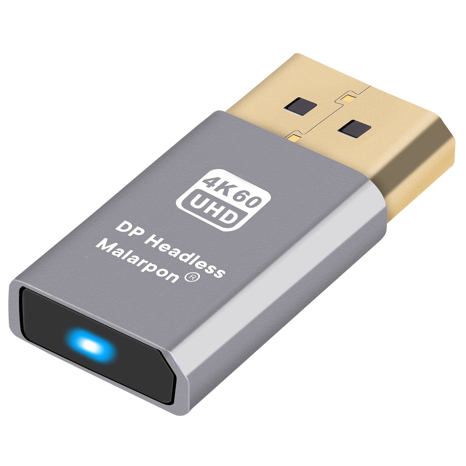 Malarpon DispalyPort Headless Dummy Plug Display Emulator with Blue Light for PC 4K DP Ghost (fit Headless 1080@120Hz- Real Versions 3840x2160@60Hz)-1P