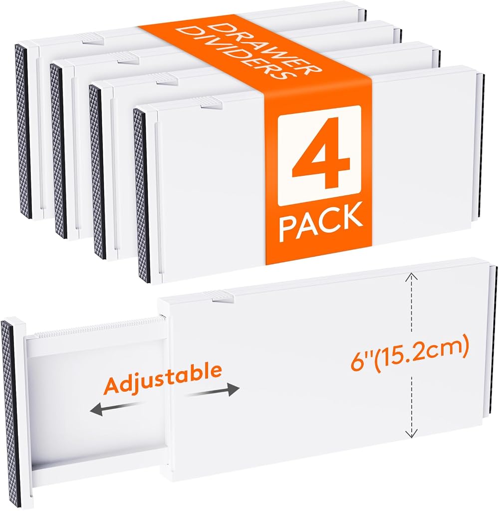 Lifewit 4 Pack 6" Adjustable Drawer Dividers 34-56cm White