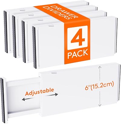 Lifewit 4 Pack 6" Adjustable Drawer Dividers 34-56cm White