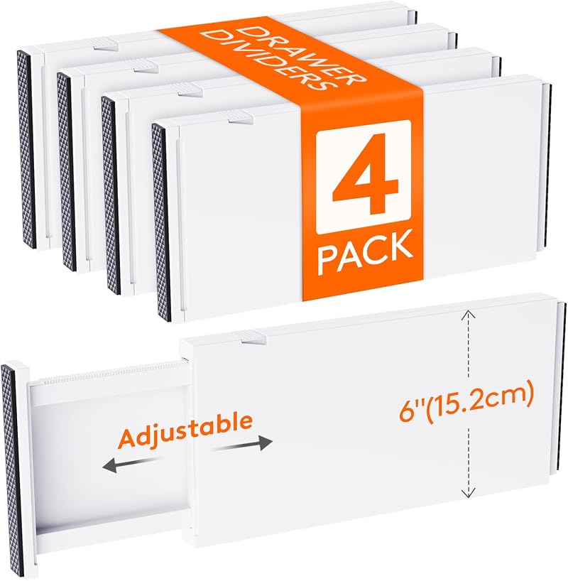 Lifewit 4 Pack 6" Adjustable Drawer Dividers 34-56cm White
