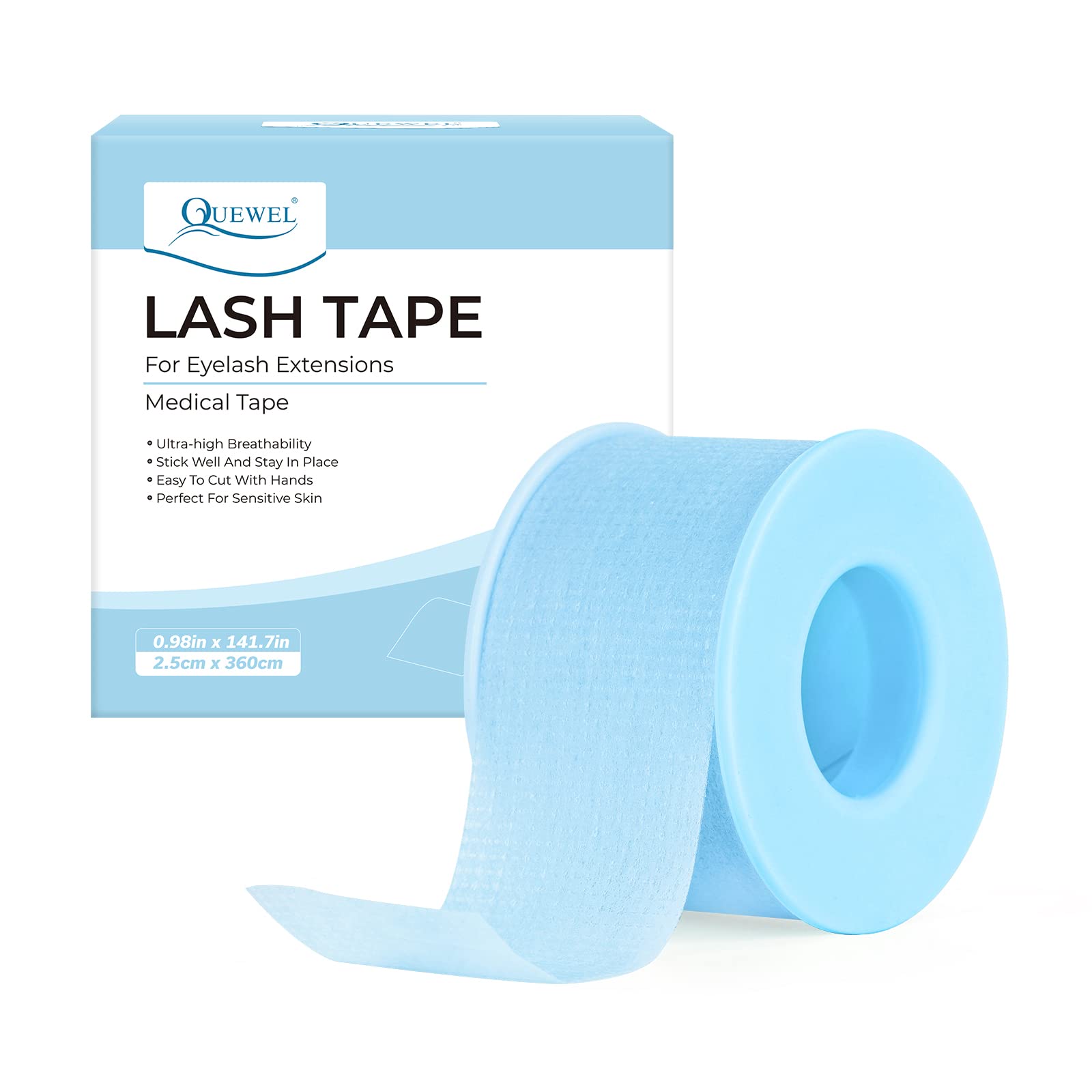 QUEWEL Lash Tape For Eyelash Extensions, Blue Eyelash Tape Sensitive Skin Stick Well For Extensions For Salon Use (Blue)