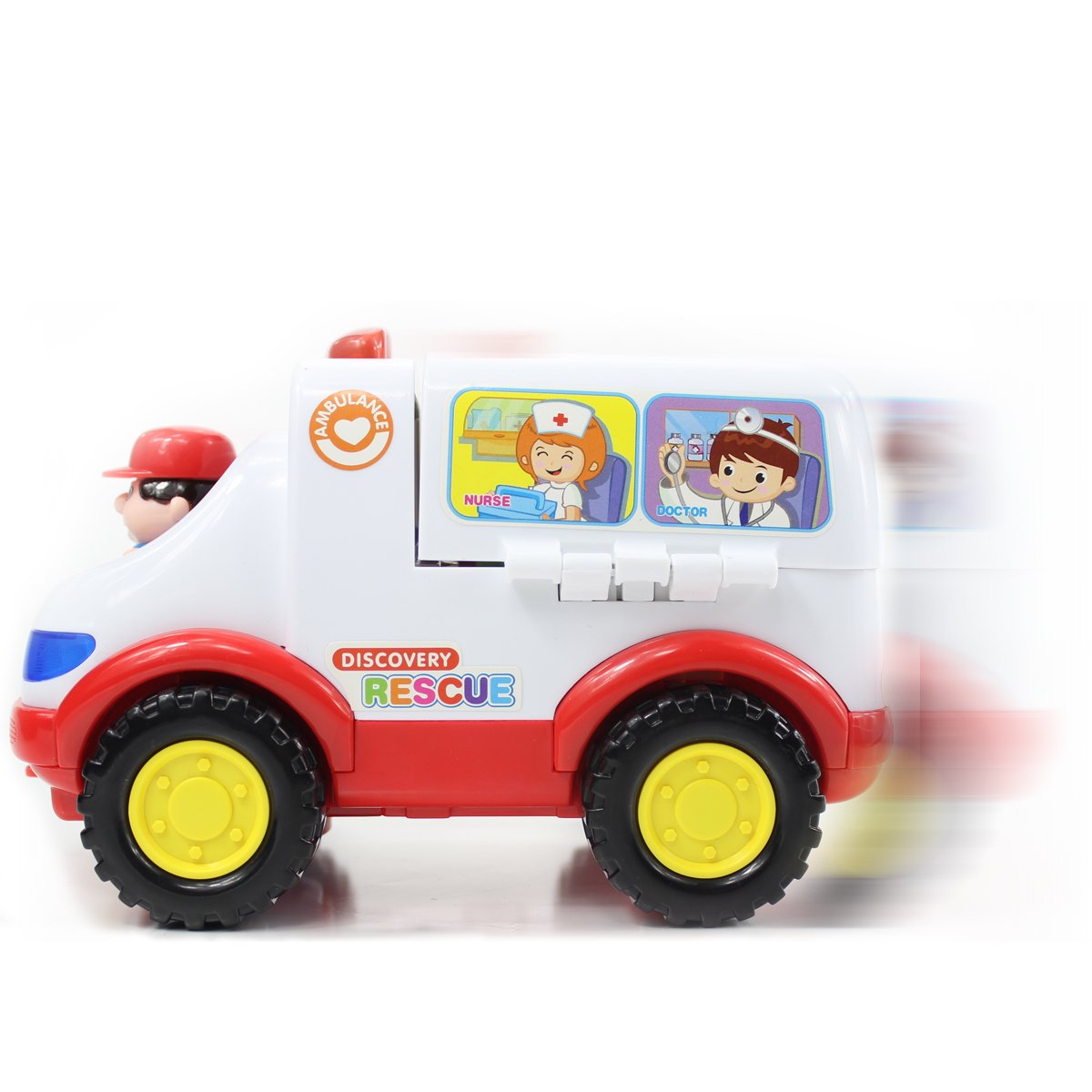 fisca Baby Toys Musical Ambulance Doctor Vehicle Set for Baby & Toddler, Learning Educational Medical Kit Car with Lights and Sounds - Intellectual Self Driving Truck