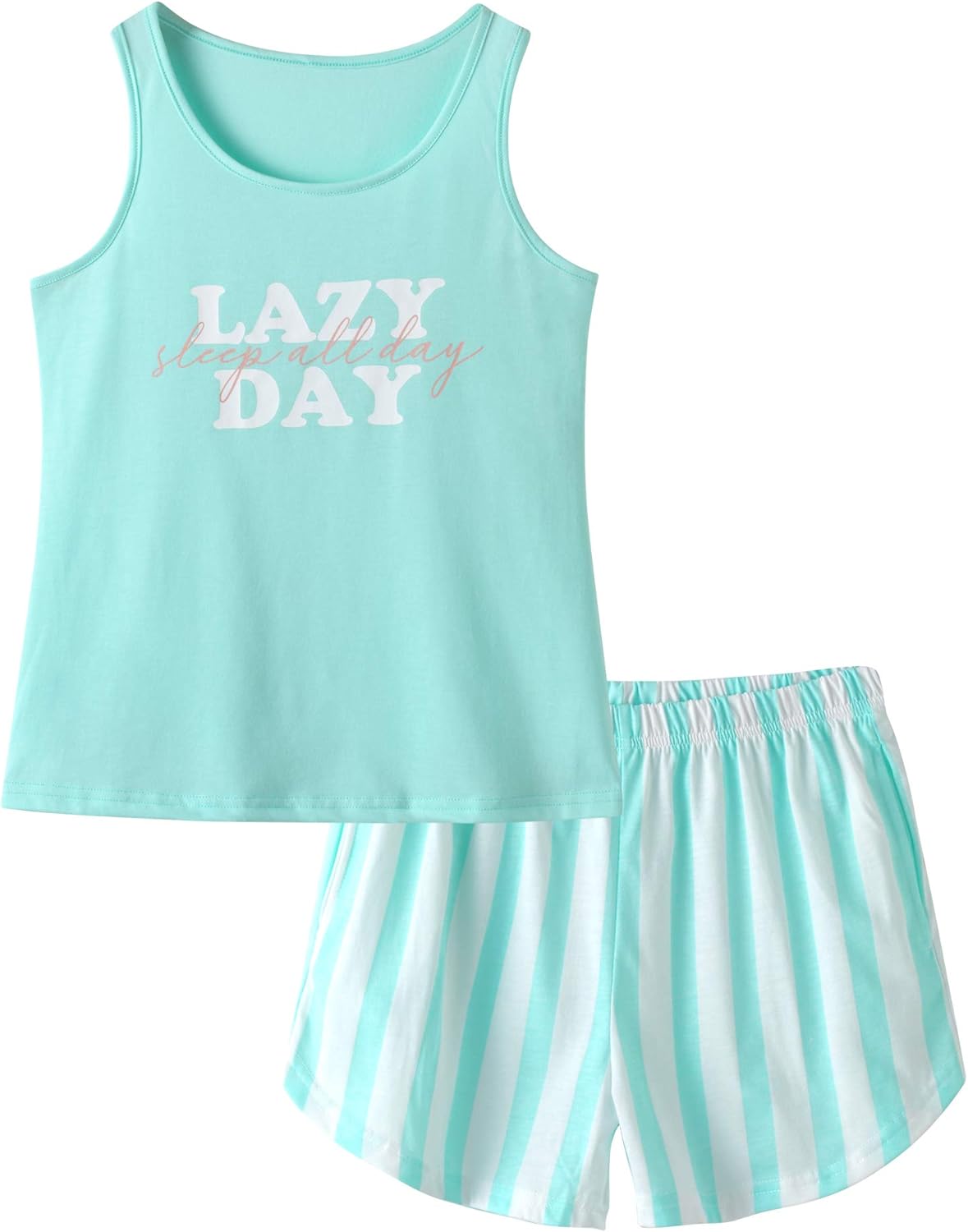 Summer Pajamas for Girls Cute Tank Top & Shorts Jammies PJS Set Big