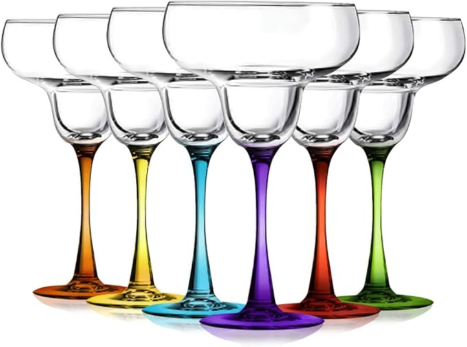 Margarita Glasses Party Set of 6 with Colored Accent