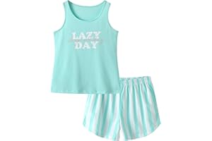 Jashe Summer Pajamas for Girls – Stripe White PJS Pal Cute Jammies Set Big Girl Size 6-18…