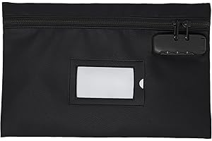 GIDABRAND Money Bag for Cash with Lock | 12x8 Inch | Black | Leatherette Locking Bank Bag | Cash Bag with Lock | Money Bags with Zipper for Cash | Bank Deposit Bags with Zipper | Bank Bags with Zipper