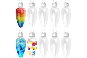VRTYVEYBB 5/10/50 PCS Christmas Clear Plastic Bulb Shape Ornaments Fillable DIY Light Bulb Clear Christmas Ornaments Clear Plastic Xmas Ornaments Booze Ball for Xmas Home Party Decor(10pcs)