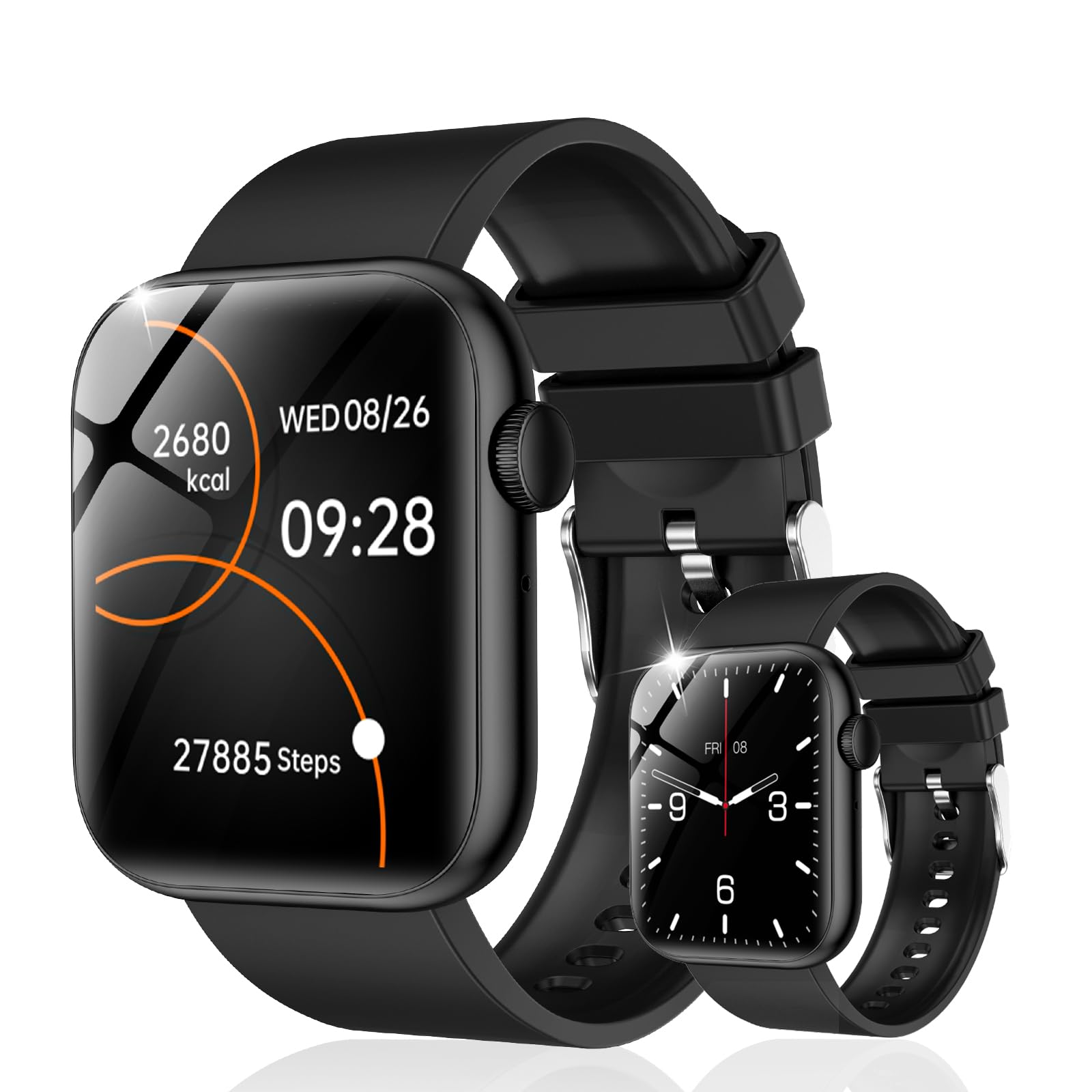 スマートウォッチ Seefox Bluetooth5.2通話機能付き 1.85インチ大画面 活動量計 腕時計 歩数計 文字盤自由設定 GPS機能 100多種類な運動モード 多言語設定 IP67防水 5-7日間持続使用 多種機能付き スポーツウォッチ Smart Watch Android/iPhone対応 技適認証済み 日本語説明書付き (ブラック)商品画像