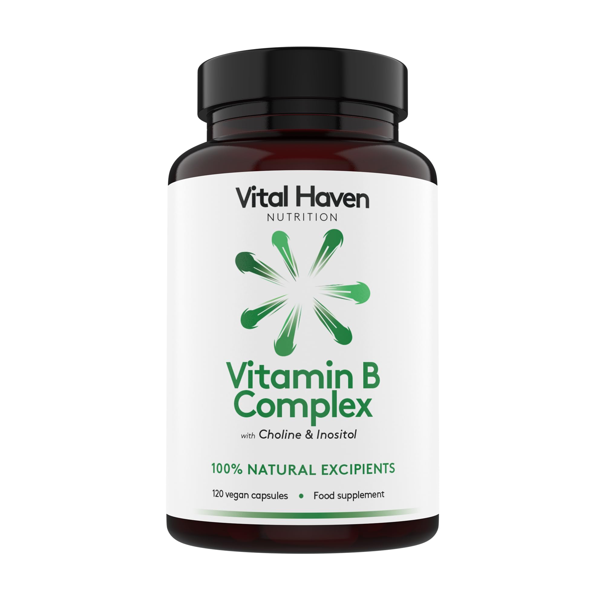 Vital Haven Vitamin B Complex (B1, B2, B5, B6, B7, B9, B12, Choline, Myo-Inositol) Supplement - UK Made