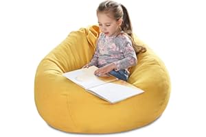 YuppieLife Stuffed Animals Bean Bag Chair Cover Candy-Colored Bean Bag（Just Cover, No filling）/Large Stuff 'n Sit Organization/Toy Storage Bag/Kids Toys Organizer（38'',Ginger）