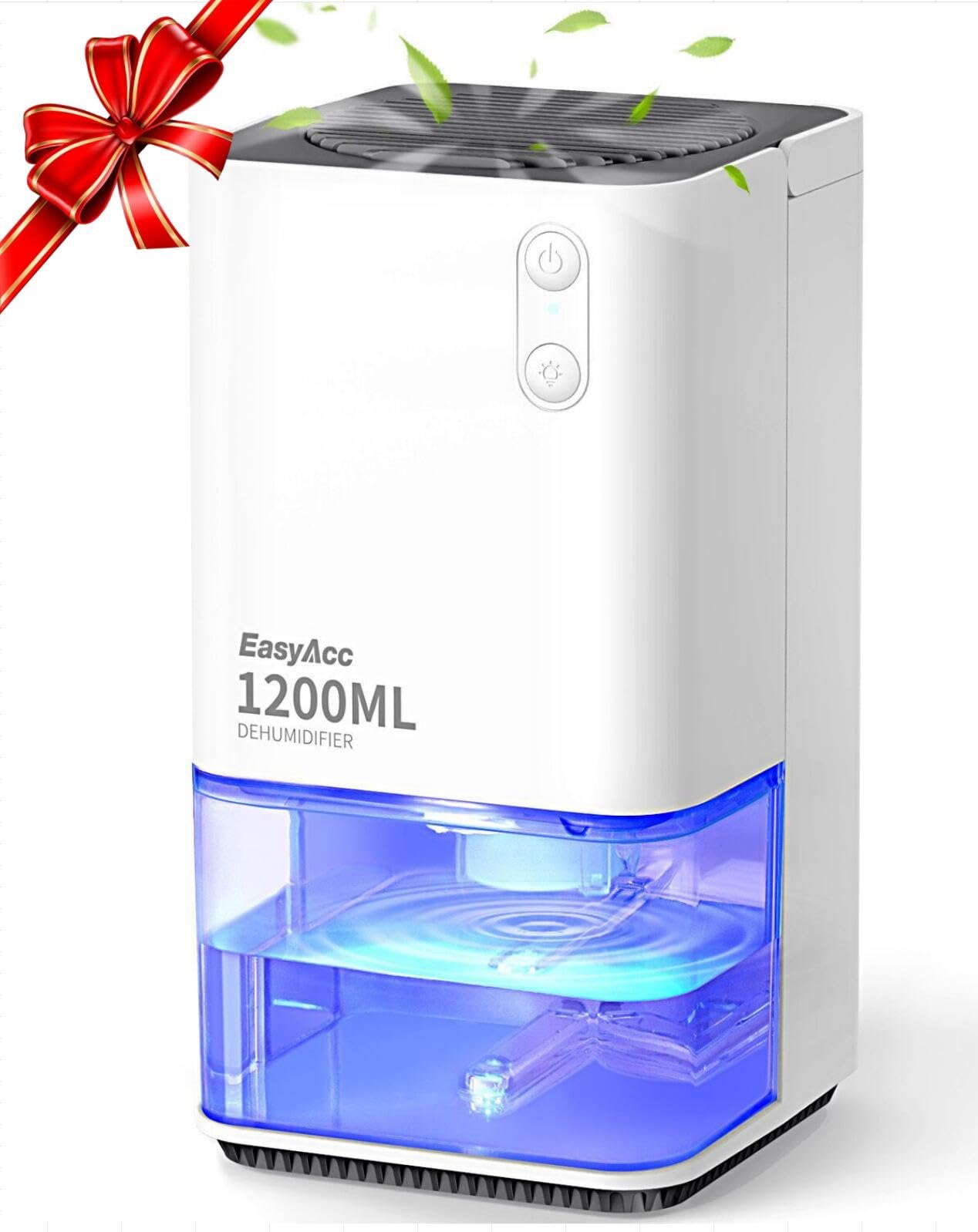 EasyAcc Electric Dehumidifier, 1200 ml, Small Quiet Portable Mini Room Dehumidifier, Automatic Against Moisture for Office/Bedroom/Bathroom, Coloured Night Light