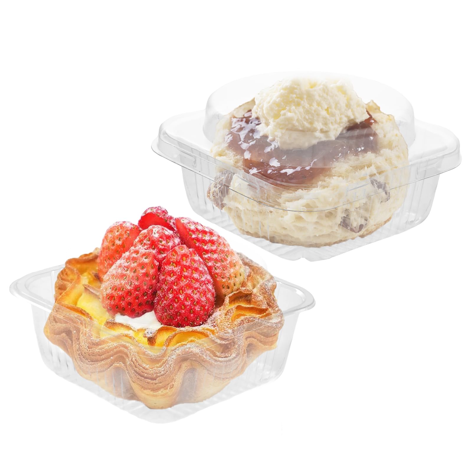 Photo 1 of Oungy 200 Pack Individual Cupcake Containers Plastic Cupcake Containers with Dome Lids Disposable Clear Single Cupcake Holders Cases Boxes for Dessert Muffin Snack Fruit Salad Party Favor