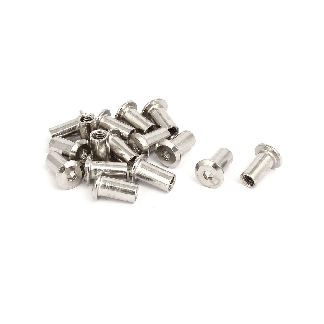 Sourcingmap M6x15mm Female Thread Hex Socket Head Barrel Nut Furniture Fittings 16pcs