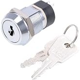 uxcell 19mm 2 Positions 2NO 2NC Electric Key lock Push Button Switch