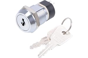 uxcell 19mm 2 Positions 2NO 2NC Electric Key Lock Push Button Switch
