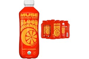MY MUSE MyMuse Organic Enhanced Flavored Water, Blood Orange, 16.9 Fl Oz Bottle (12 pack), 1G of Sugar, Immune Support with Zinc & Elderberry, Antioxidants Vitamin E, Low Calories, USDA organic