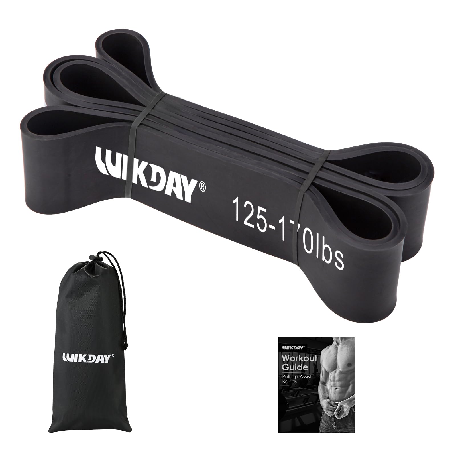 Photo 1 of WIKDAY Resistance Bands for Working Out, Exercise Bands, Workout Bands, Pull Up Assistance Bands for Body Stretching Training Physical Therapy Muscle Training for Men & Women Black (125-170 lbs)