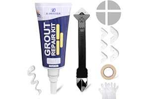 KCUT White Tile Grout Repair Kit, 6.35oz Grout Sealer for Tile Restore Tile Joints Line Grout Filler & 3-in-1 Repair Scraper Tool Fast Drying Waterproof Grout Pen Paint for Shower Bathroom Kitchen Floor
