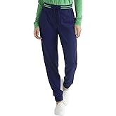 HeartSoul Break On Through Women Scrubs Pant Rib Knit Waist Jogger HS090, XS, Navy