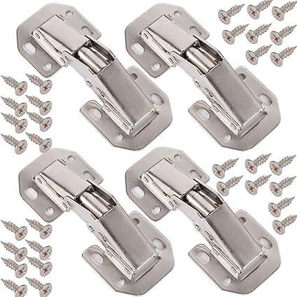 Cabinet Hinges, BESTZY 4Pcs Kitchen Cabinet Door Hinges No-Drilling