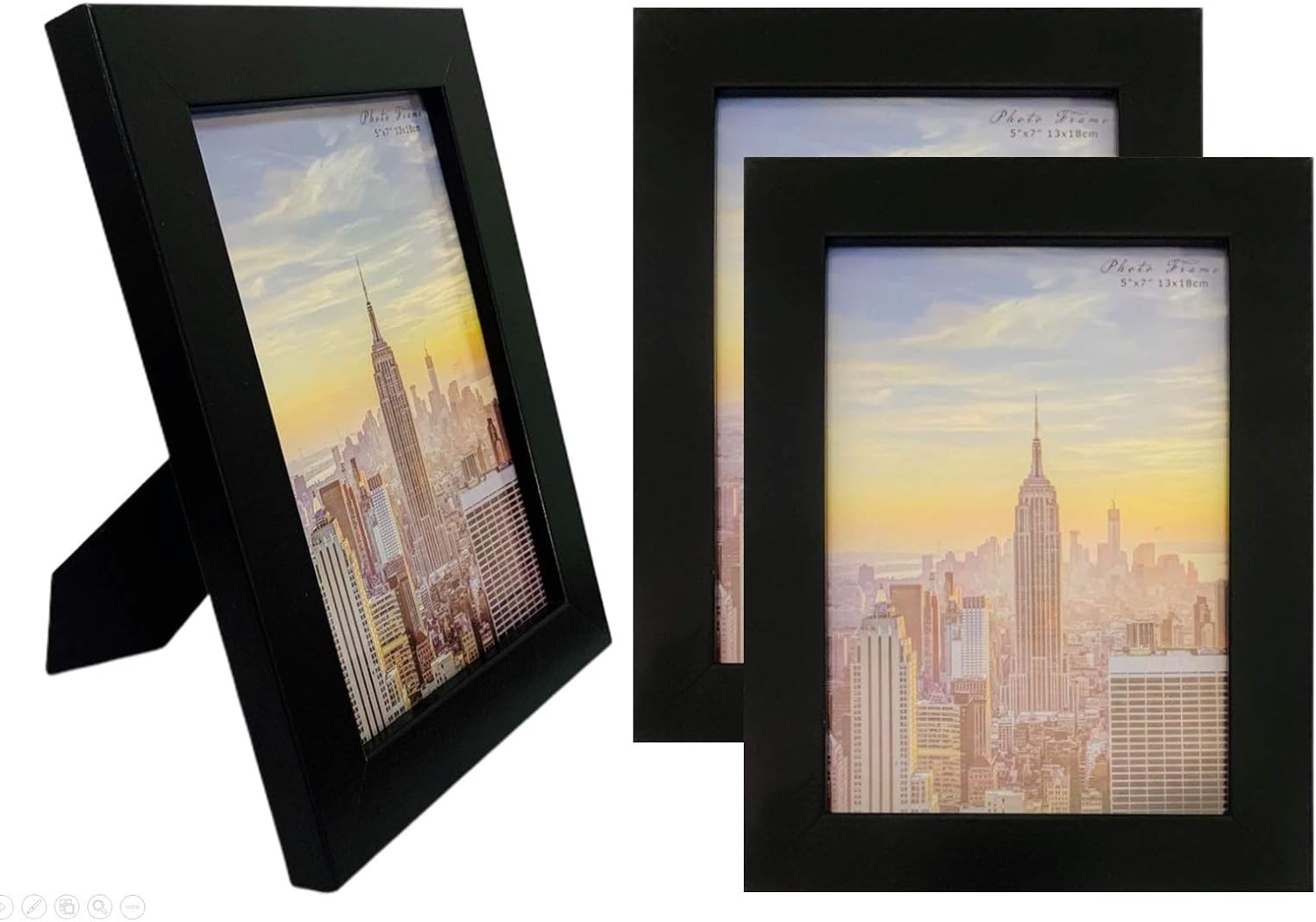 Frame Amo 5x7 Black Modern Picture Frame, 1 inch Border