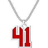 CaJoYo Baseball Number 41 Necklace for Athletes Jersey Number Necklace Stainless Steel Chain Basketball Football Soccer Charm Pendant Gift for Men