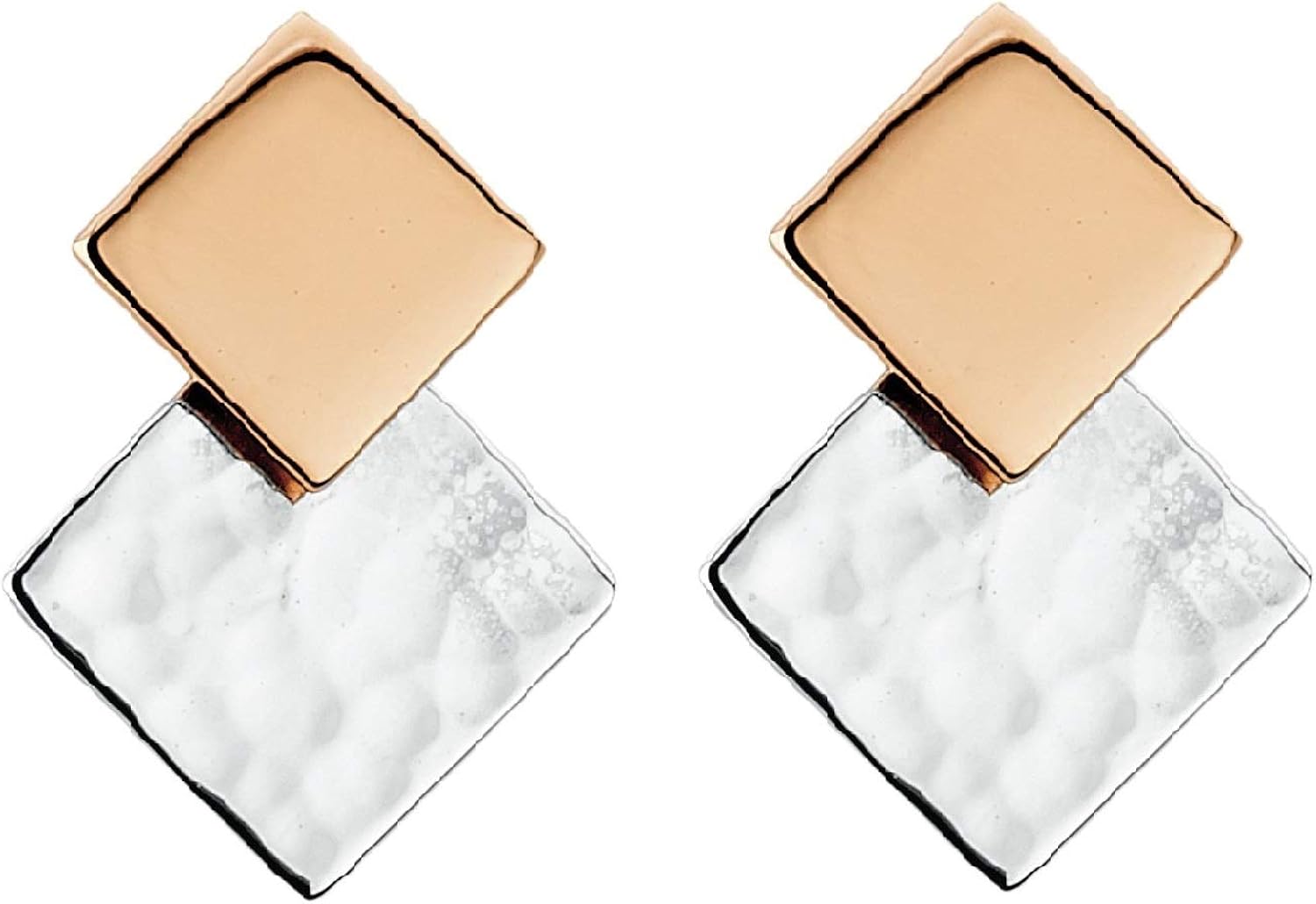 Tianguis Jackson Hammered Silver and Copper Crossover Diamond Stud